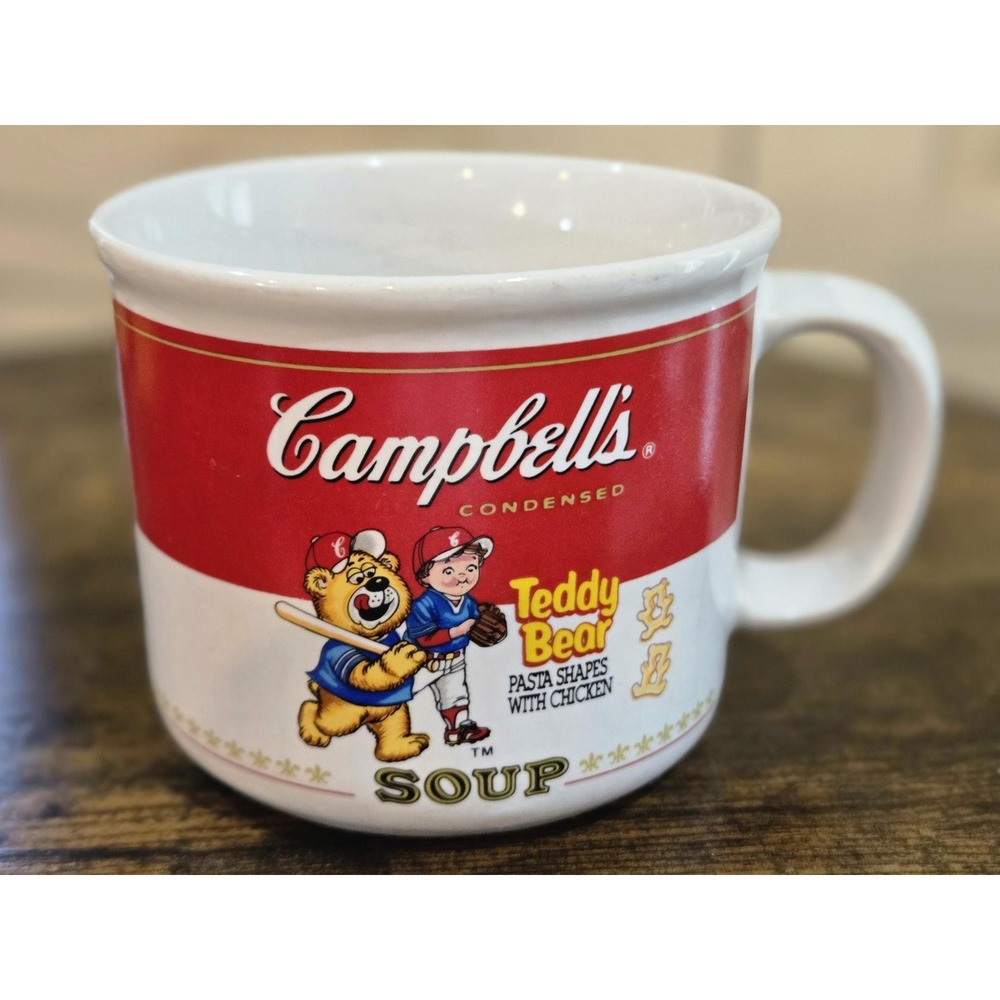 Vintage Campbell Soup Teddy Bear Dinosaur Kids Mug 1990 Collectible‎